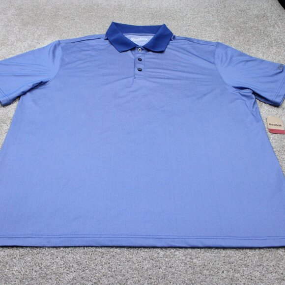 Reebok Golf Polo Shirt NWT Mens 3XL Blue Contrast Collar Polyester Stretch S/S - Picture 2 of 14